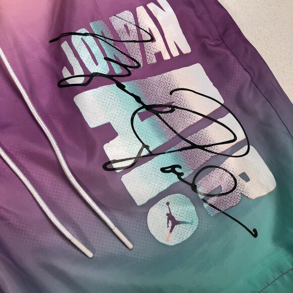 Jordan DNA Pool Shorts Mens S 29 Purple Mesh Liner Drawstring Multicolor Rainbow - Picture 6 of 13